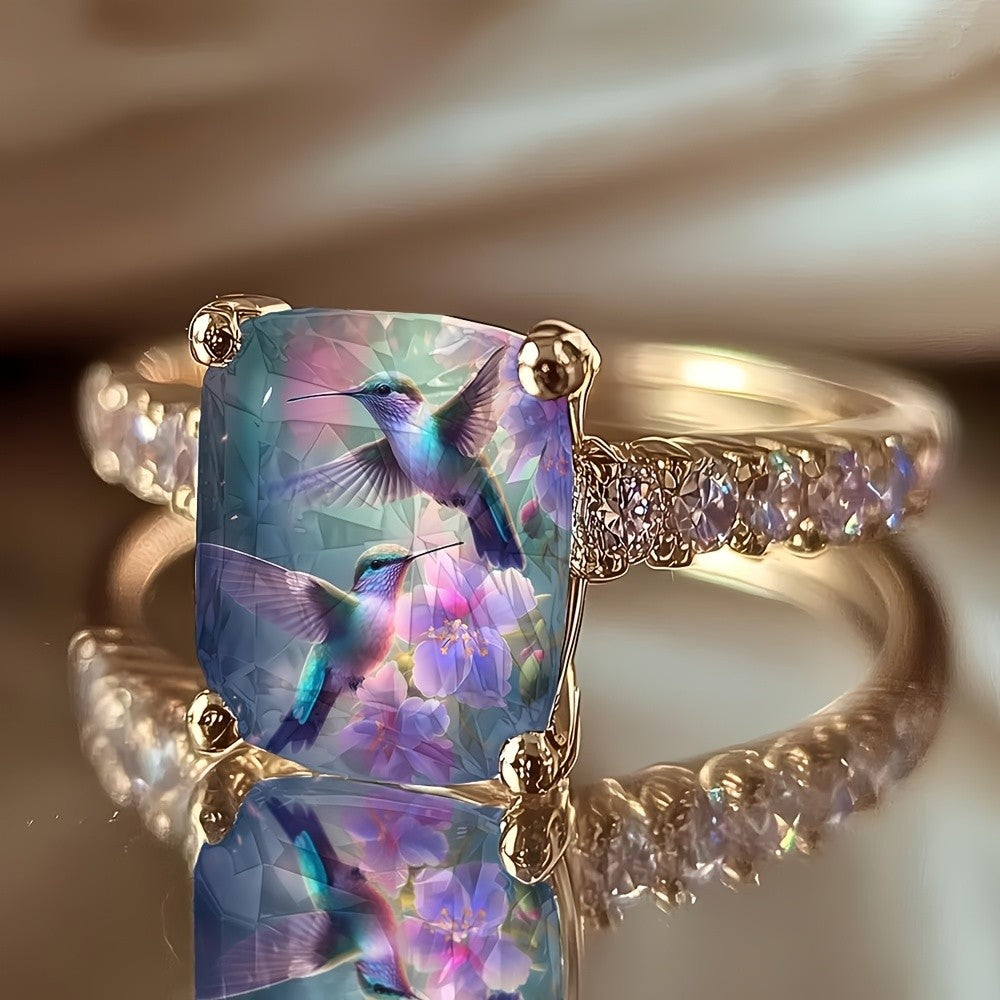 Hummingbird Square Ring
