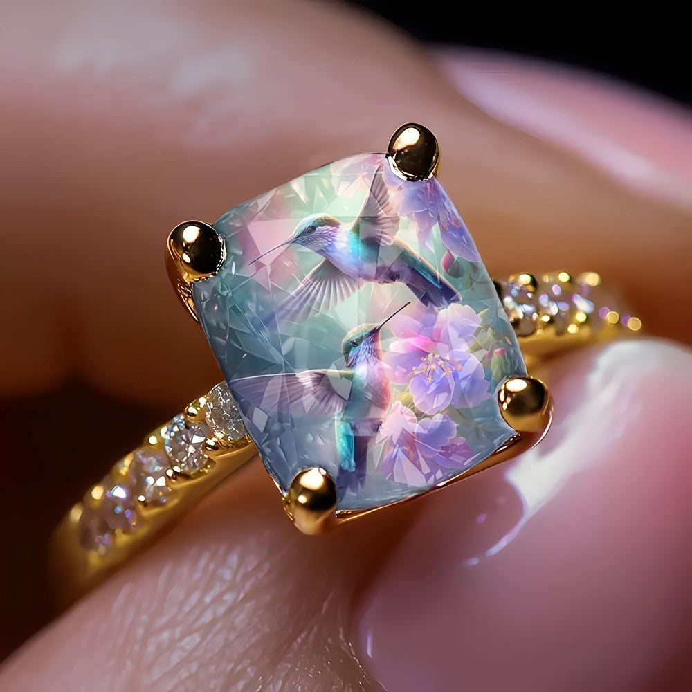 Hummingbird Square Ring