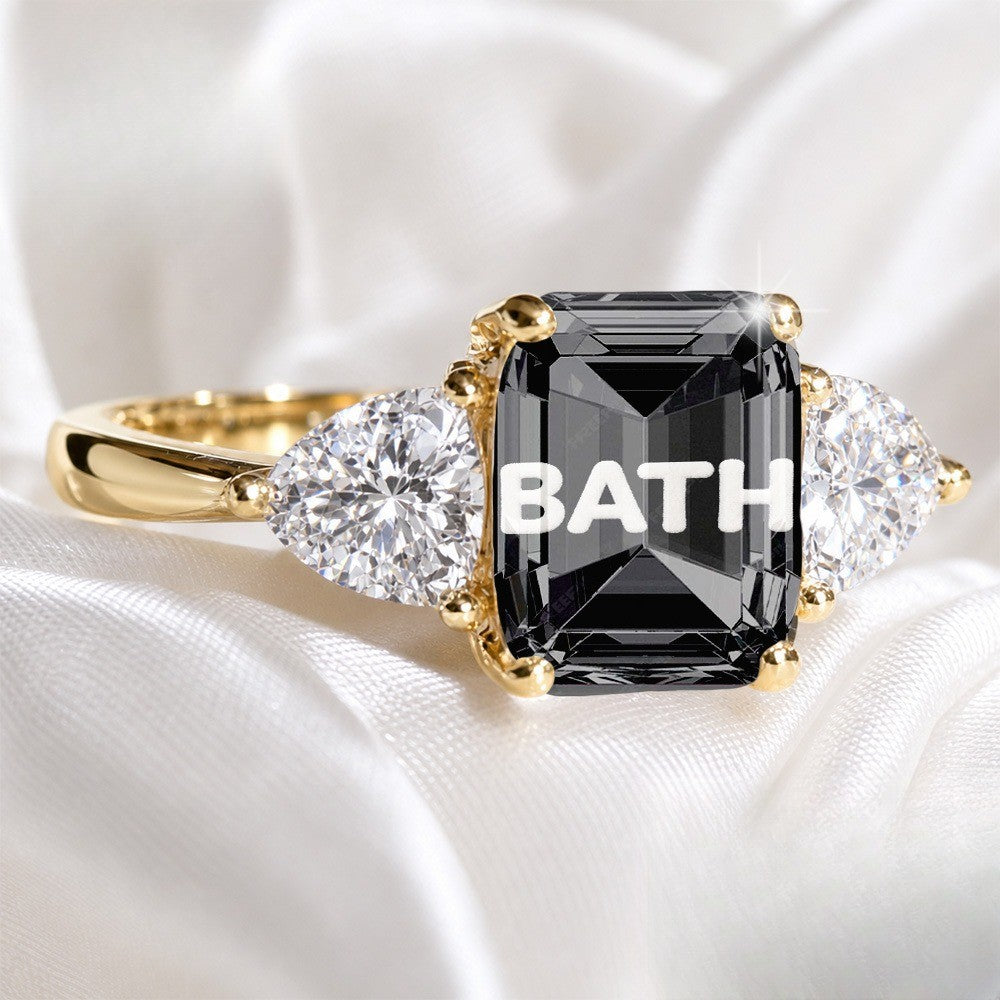 Black Bath Sign Statement Ring