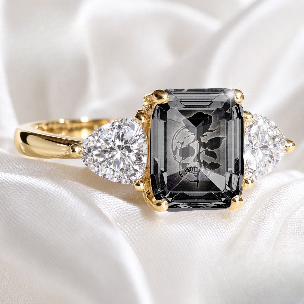 Skull & Rose Rectangular Ring
