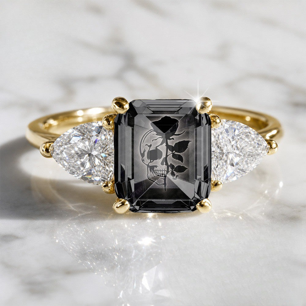 Skull & Rose Rectangular Ring