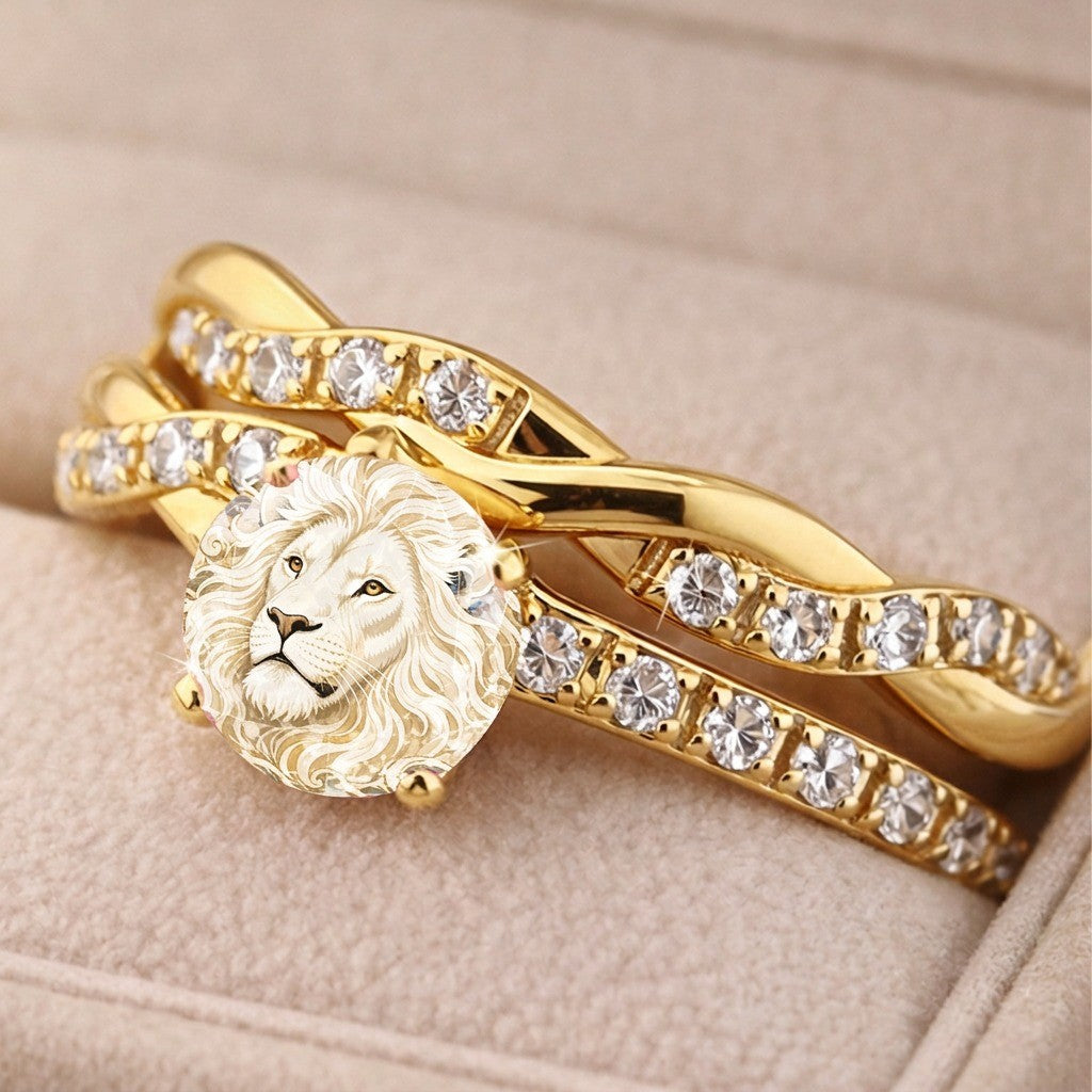Lion Head Crystal Wrap Ring