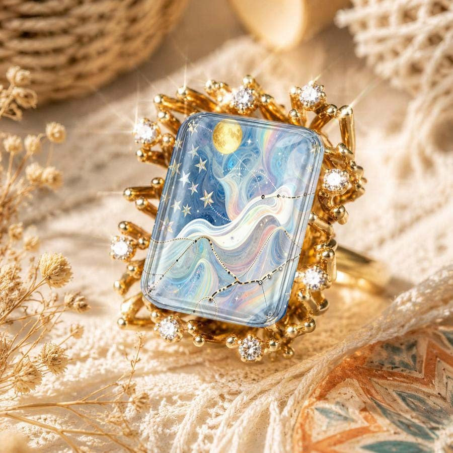 Starry Night Sky Square Ring