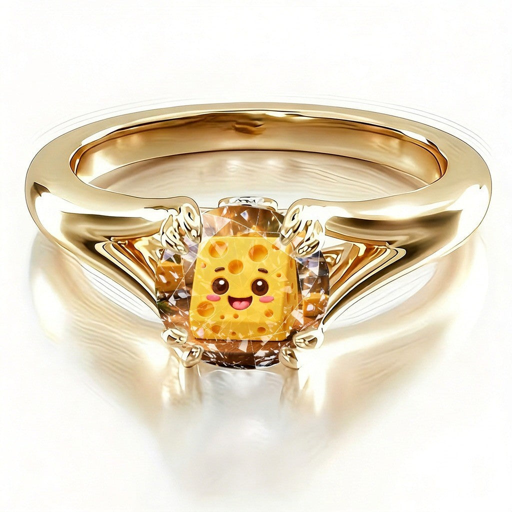 Smiling Cheese Crystal Ring