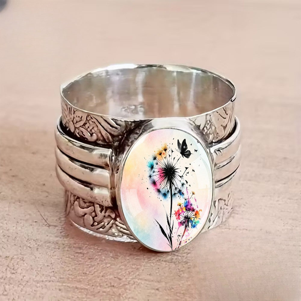 Dandelion & Butterfly Oval Ring