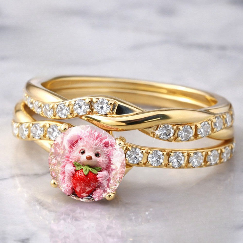 Pink Hedgehog Strawberry Ring
