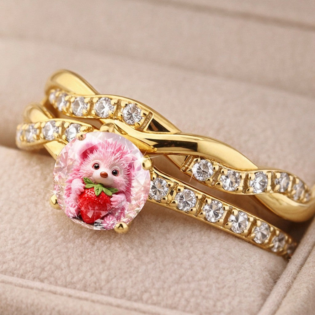 Pink Hedgehog Strawberry Ring
