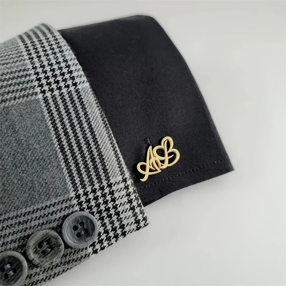 Double Heart Initial Cufflinks