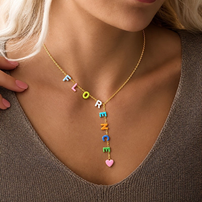 Custom Colorful Letter Y-Drop Necklace