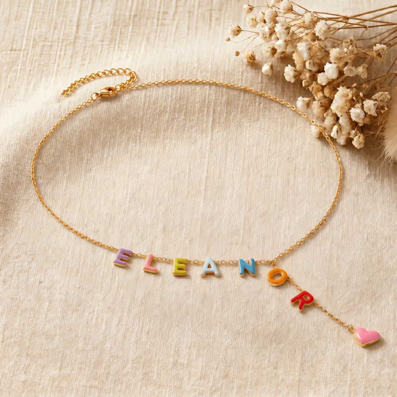Custom Colorful Letter Y-Drop Necklace