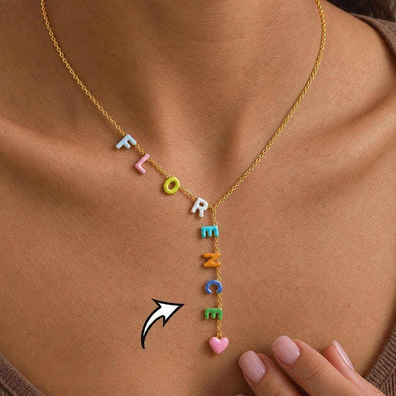 Custom Colorful Letter Y-Drop Necklace