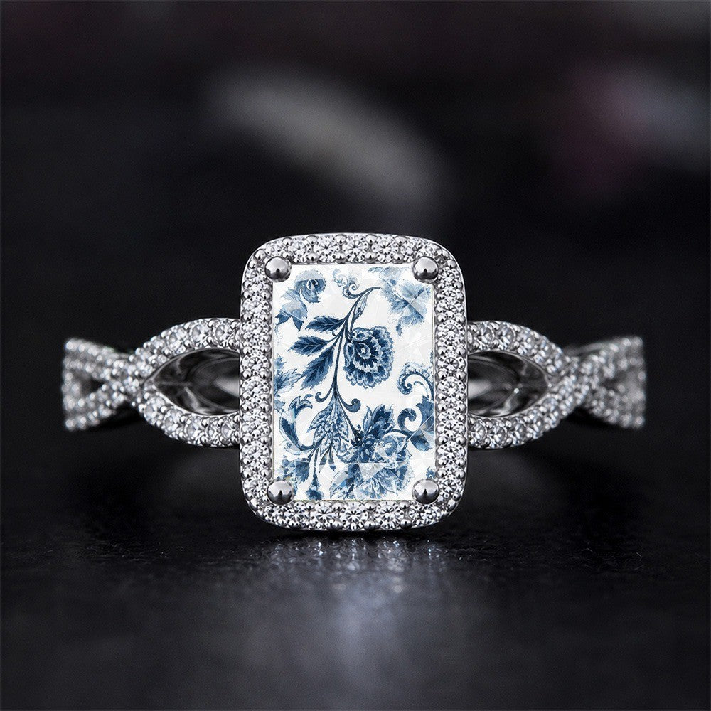Blue Vine Square Ring