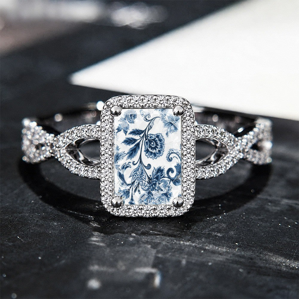 Blue Vine Square Ring