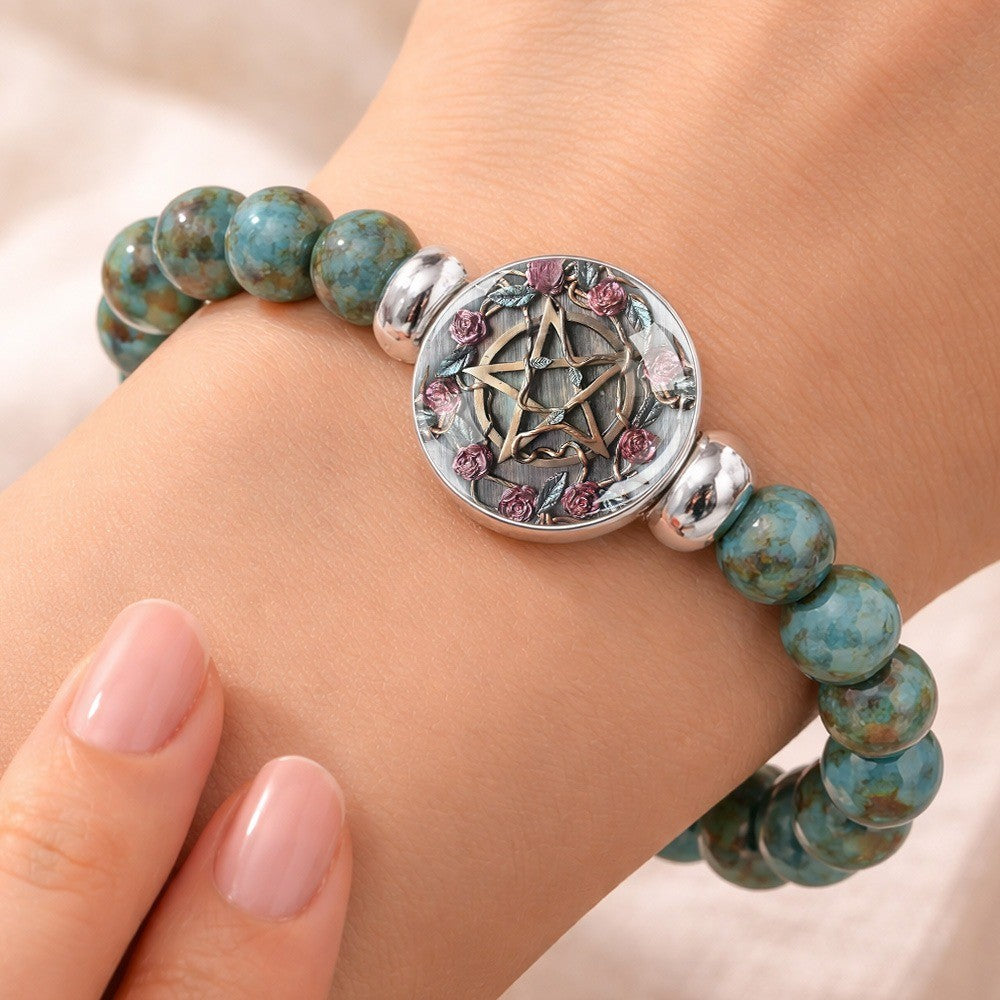 Floral Pentagram Beaded Bracelet