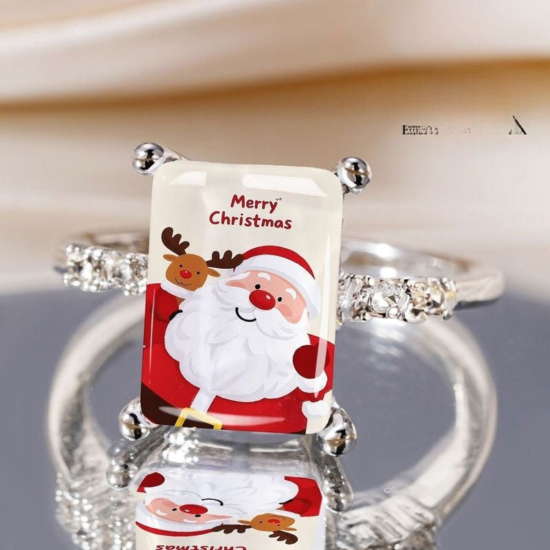 Santa Claus Glass Inlay Ring