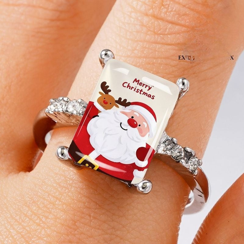Santa Claus Glass Inlay Ring