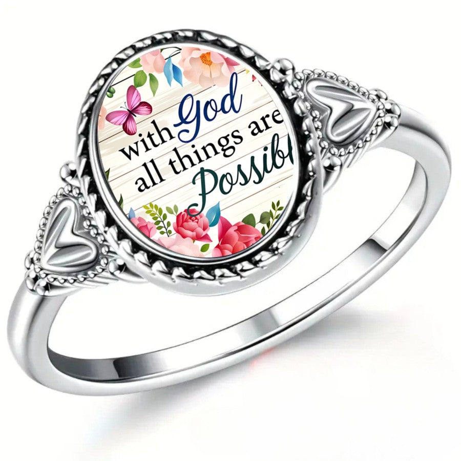 Floral Faith Quote Ring