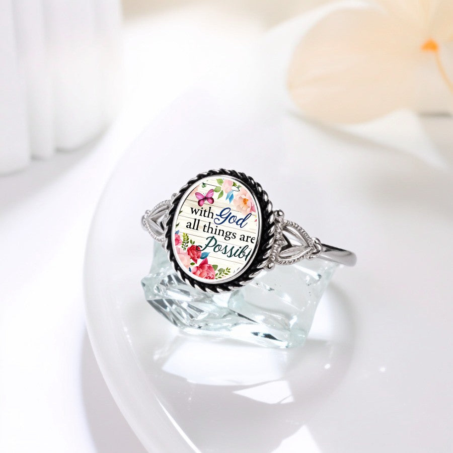 Floral Faith Quote Ring