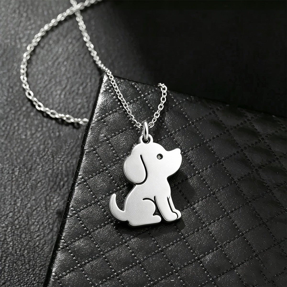Sitting Puppy Silhouette Necklace