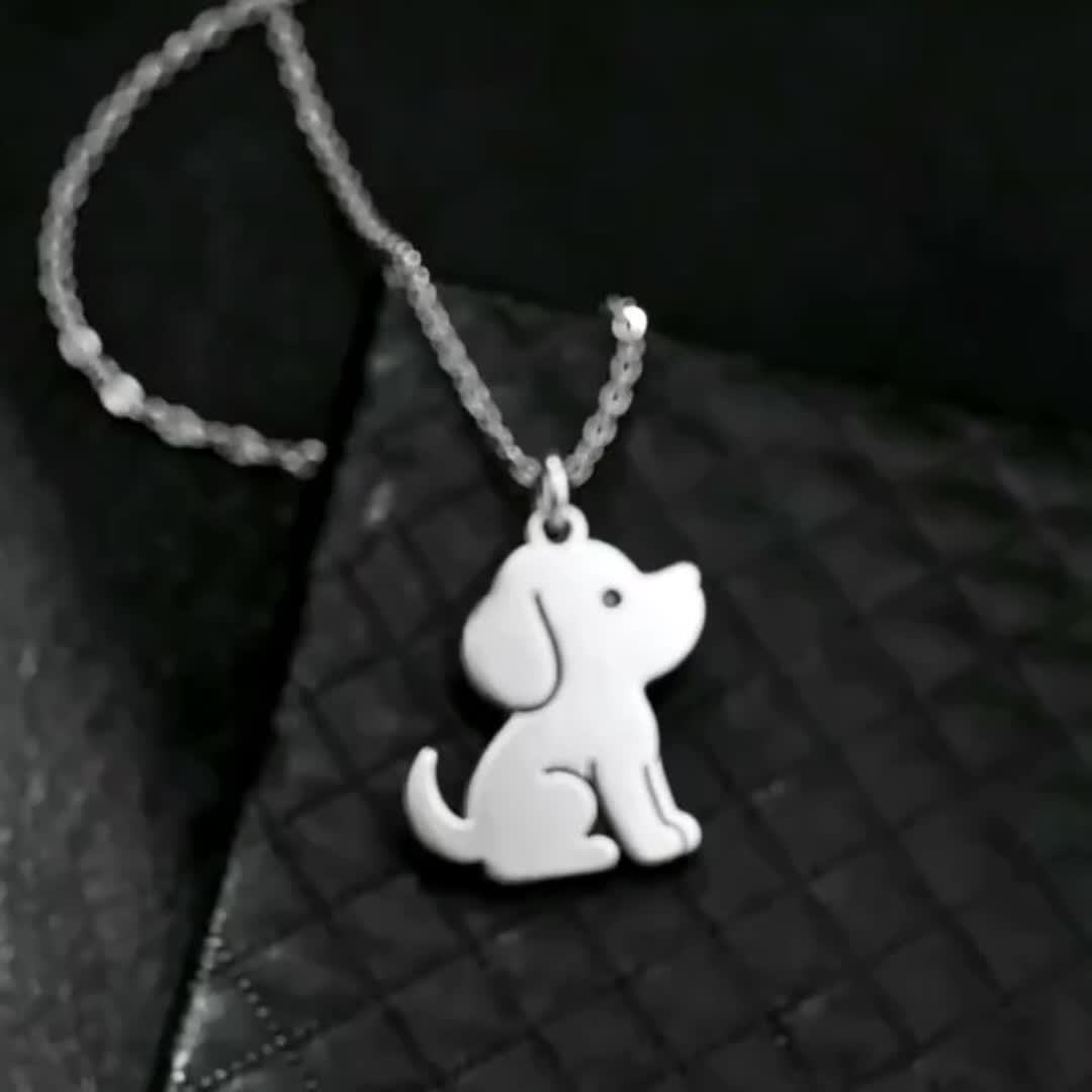 Sitting Puppy Silhouette Necklace
