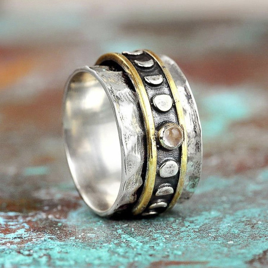 Antique Dot & Stone Band Ring