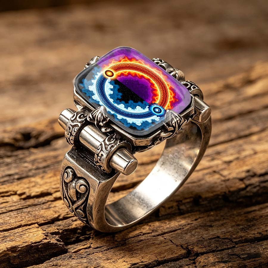 Fire & Ice Yin Yang Square Ring