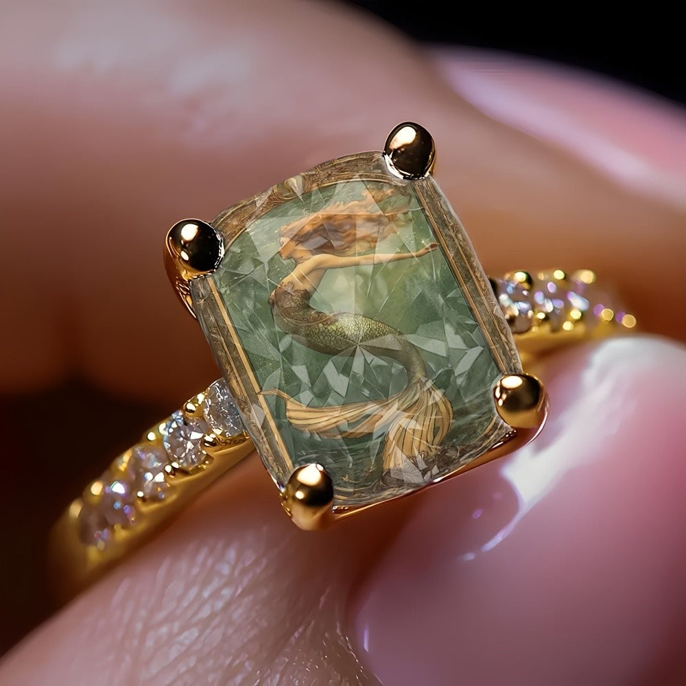 Mermaid Glass Inlay Ring