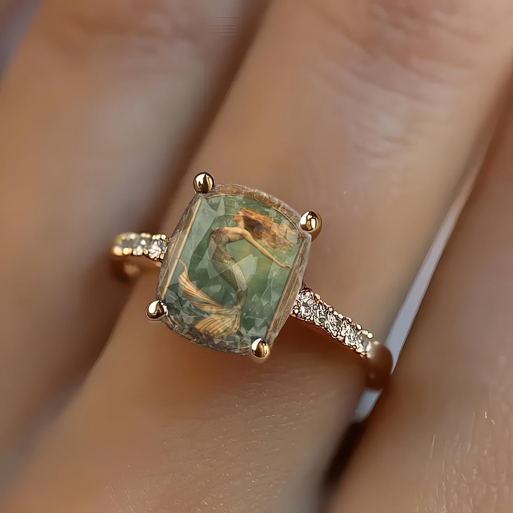 Mermaid Glass Inlay Ring