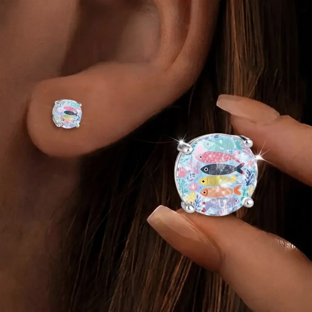 Underwater World Fish Glass Stud Earrings