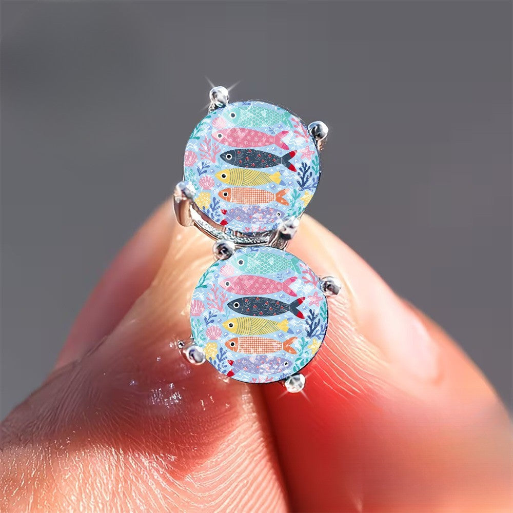 Underwater World Fish Glass Stud Earrings