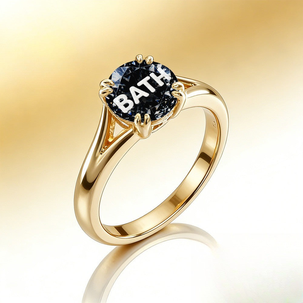 Bath Sign Black Crystal Ring