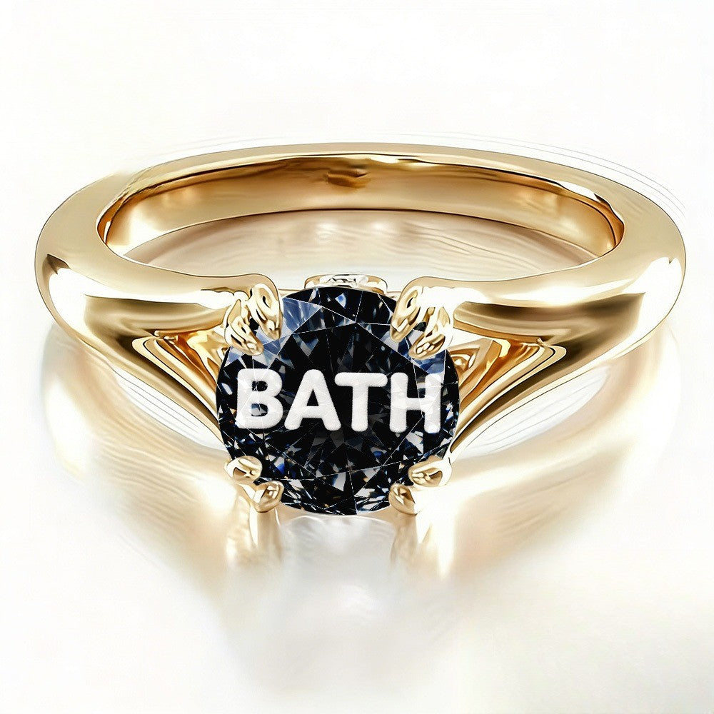 Bath Sign Black Crystal Ring