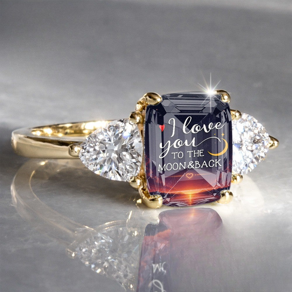 Starry Night Moon & Back Square Ring