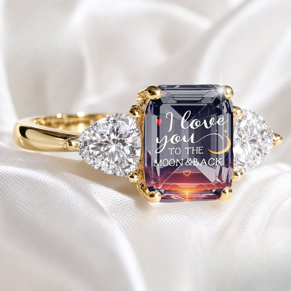 Starry Night Moon & Back Square Ring