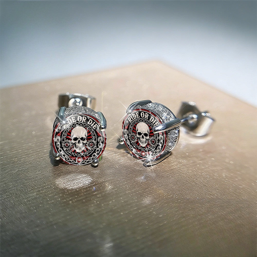 Skull Gear Stud Earrings