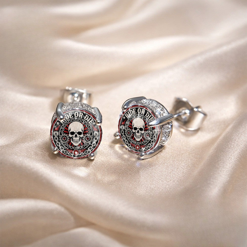 Skull Gear Stud Earrings