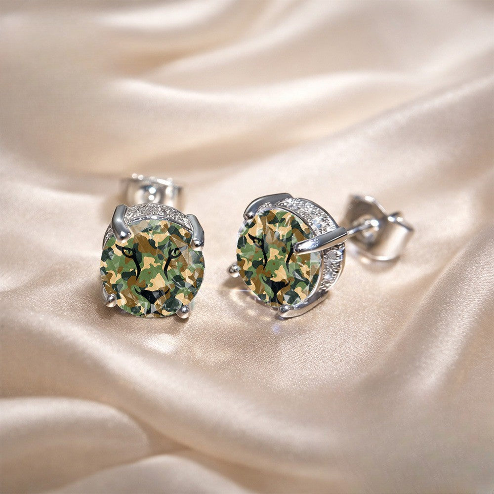 Camouflage Leopard Eye Stud Earrings