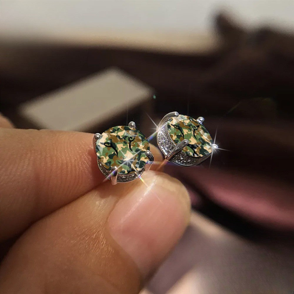 Camouflage Leopard Eye Stud Earrings