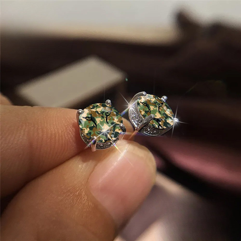Camouflage Leopard Eye Stud Earrings