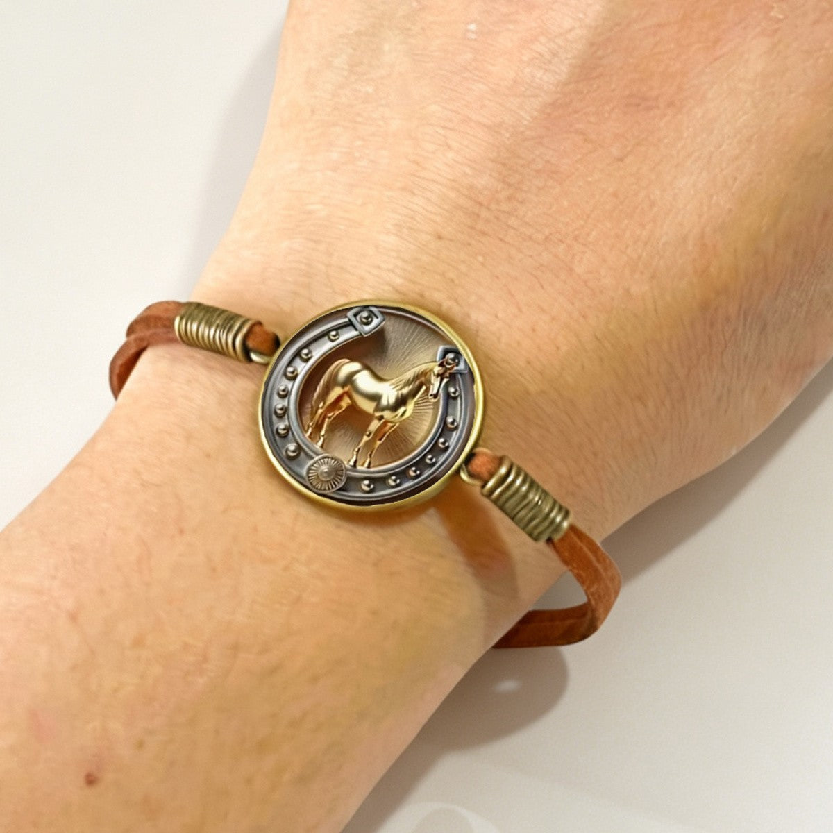 Horseshoe Horse Charm Bracelet