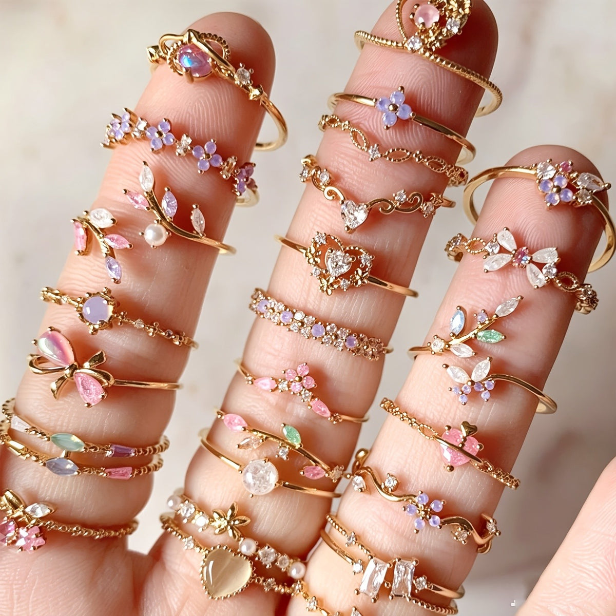 Pastel Leaf Vine Ring