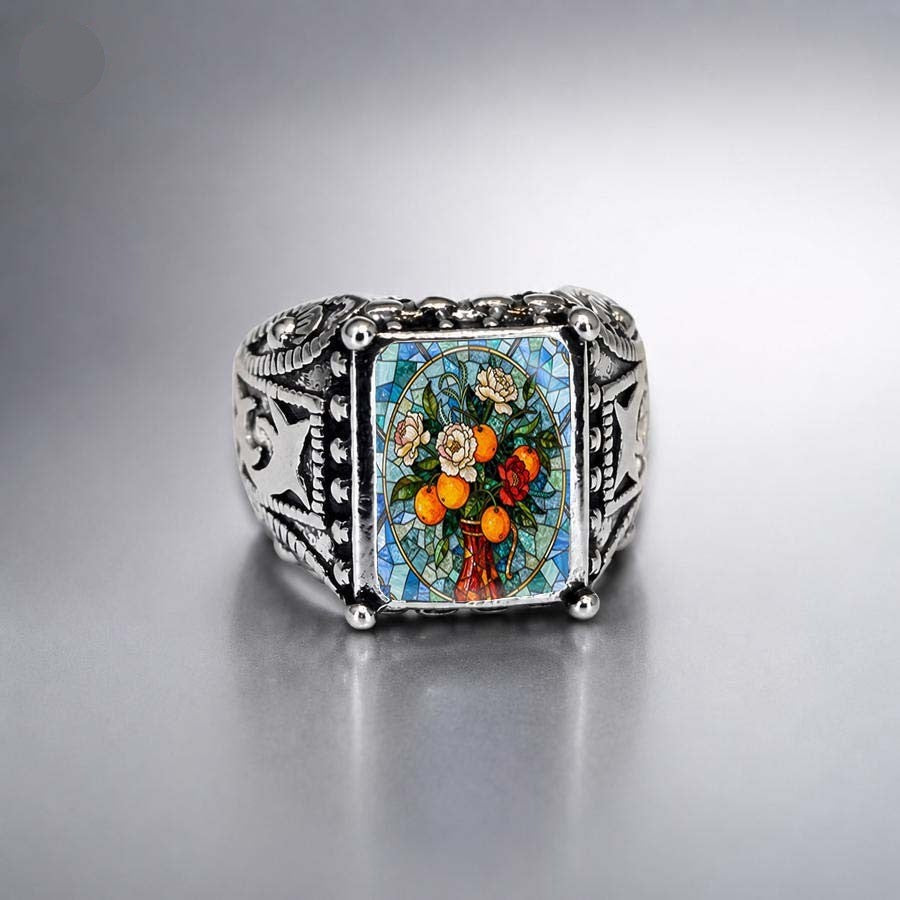 Floral & Fruit Stained Glass Ring