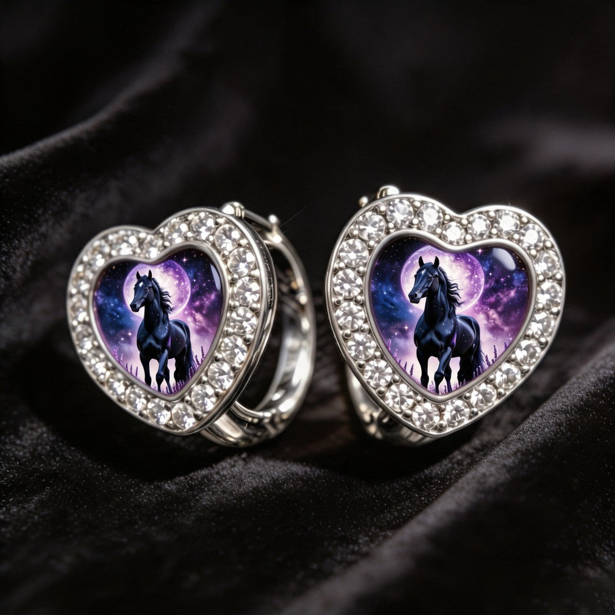 Galaxy Horse Heart Earrings