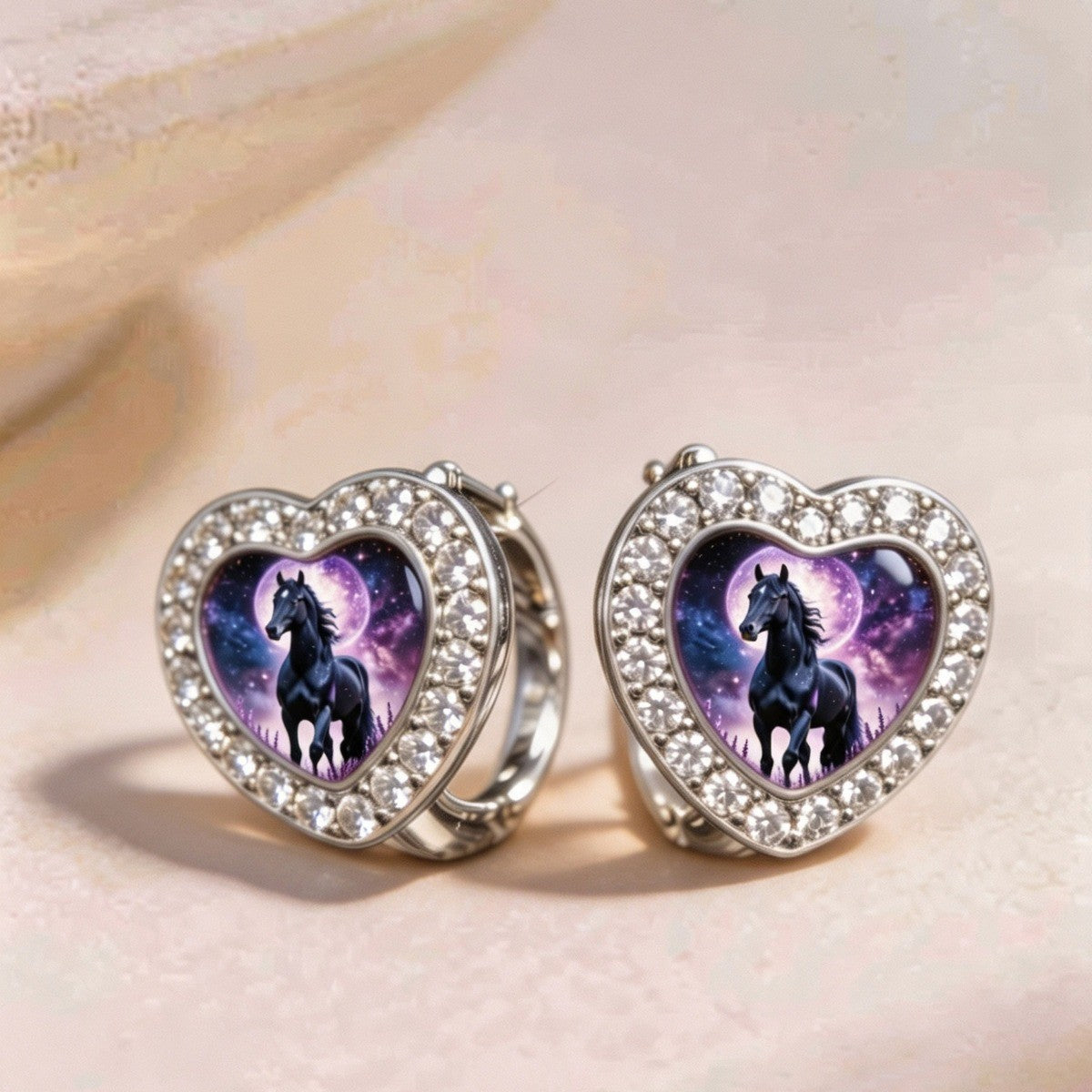 Galaxy Horse Heart Earrings