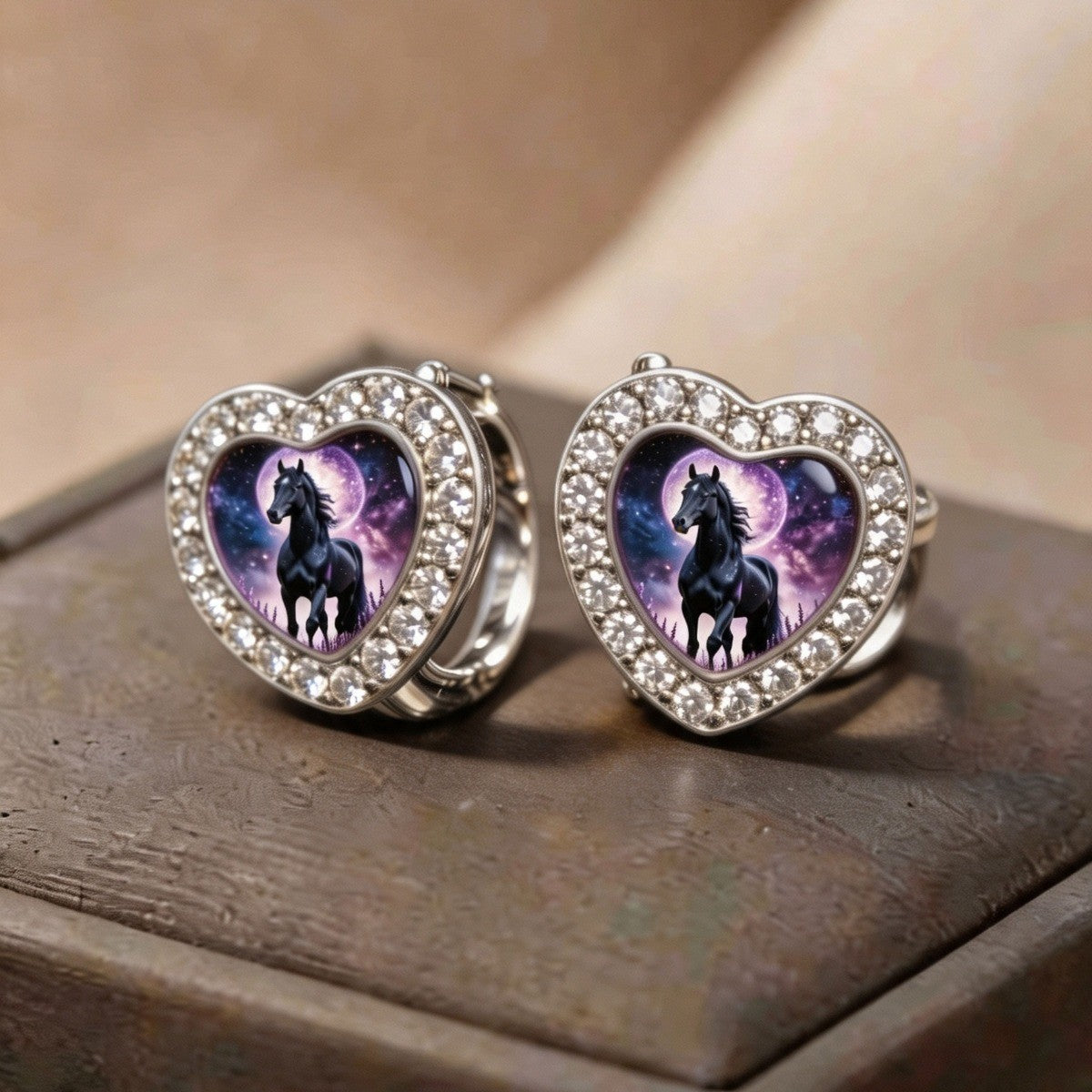 Galaxy Horse Heart Earrings