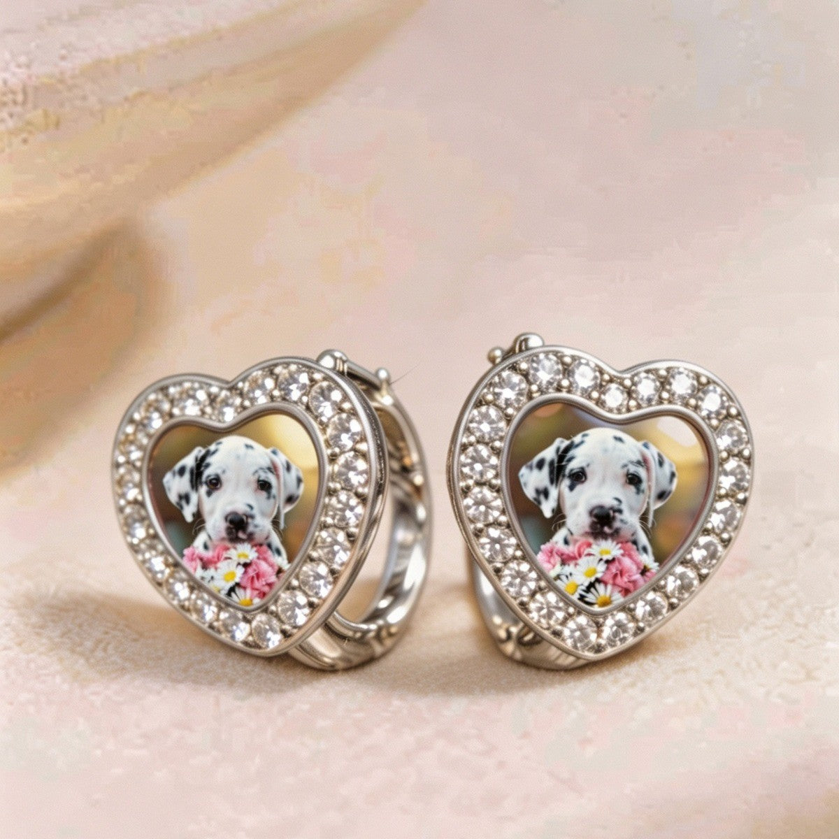 Dalmatian Puppy Heart Earrings