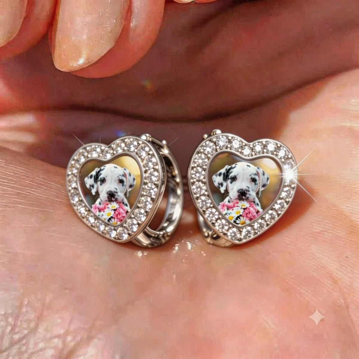 Dalmatian Puppy Heart Earrings