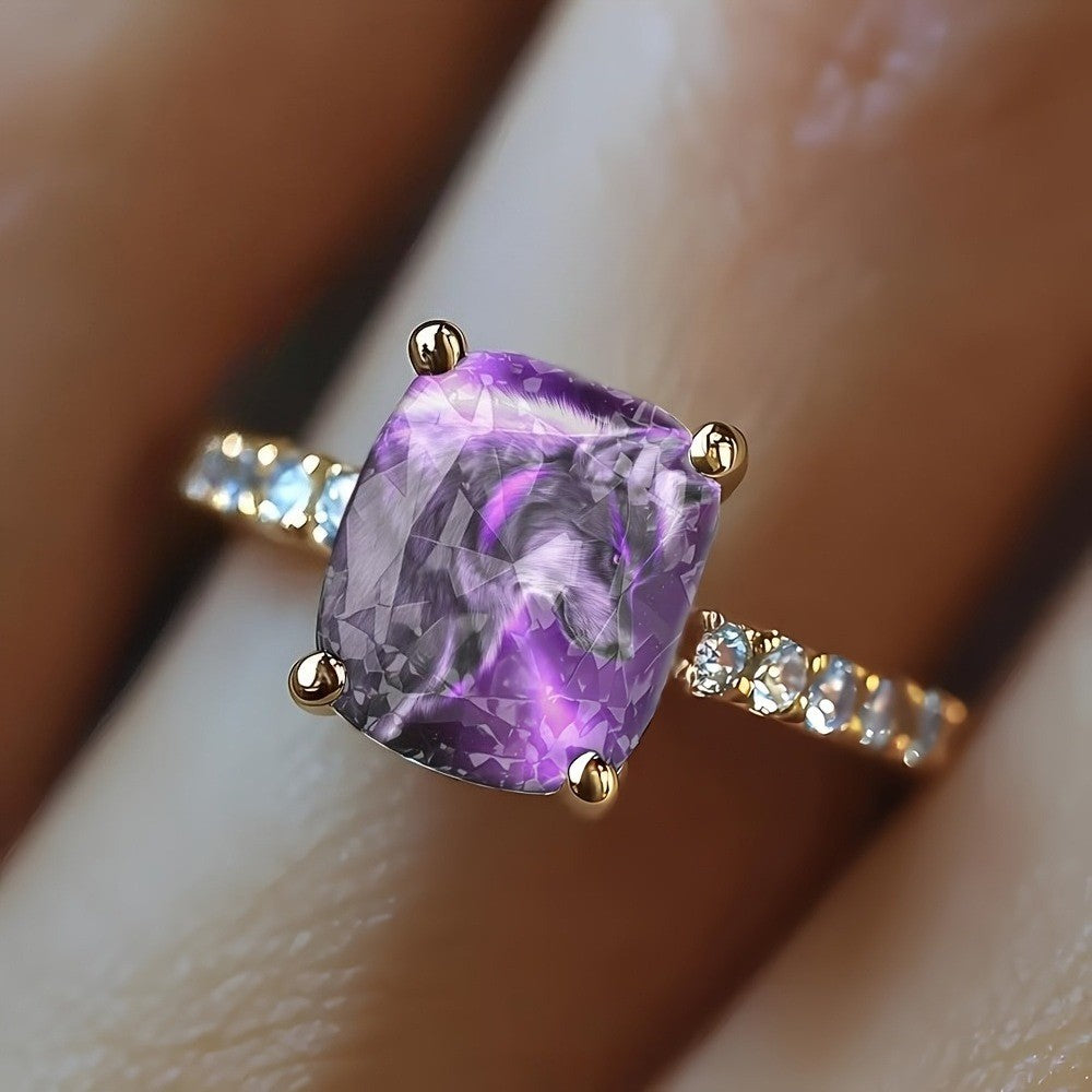 Purple Wolf Square Ring