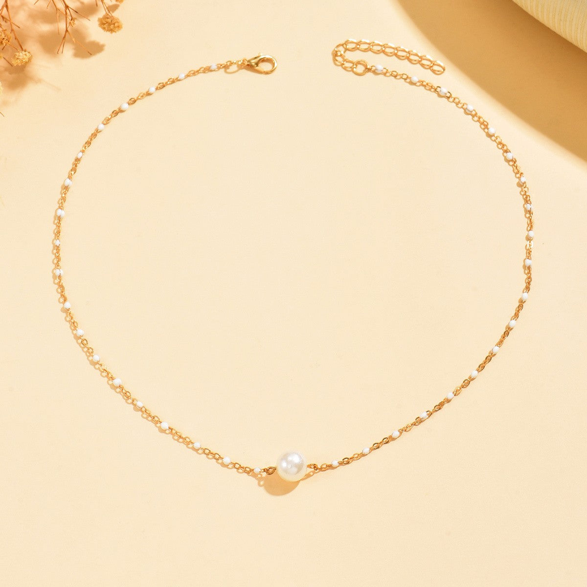 Single Pearl Station Necklace