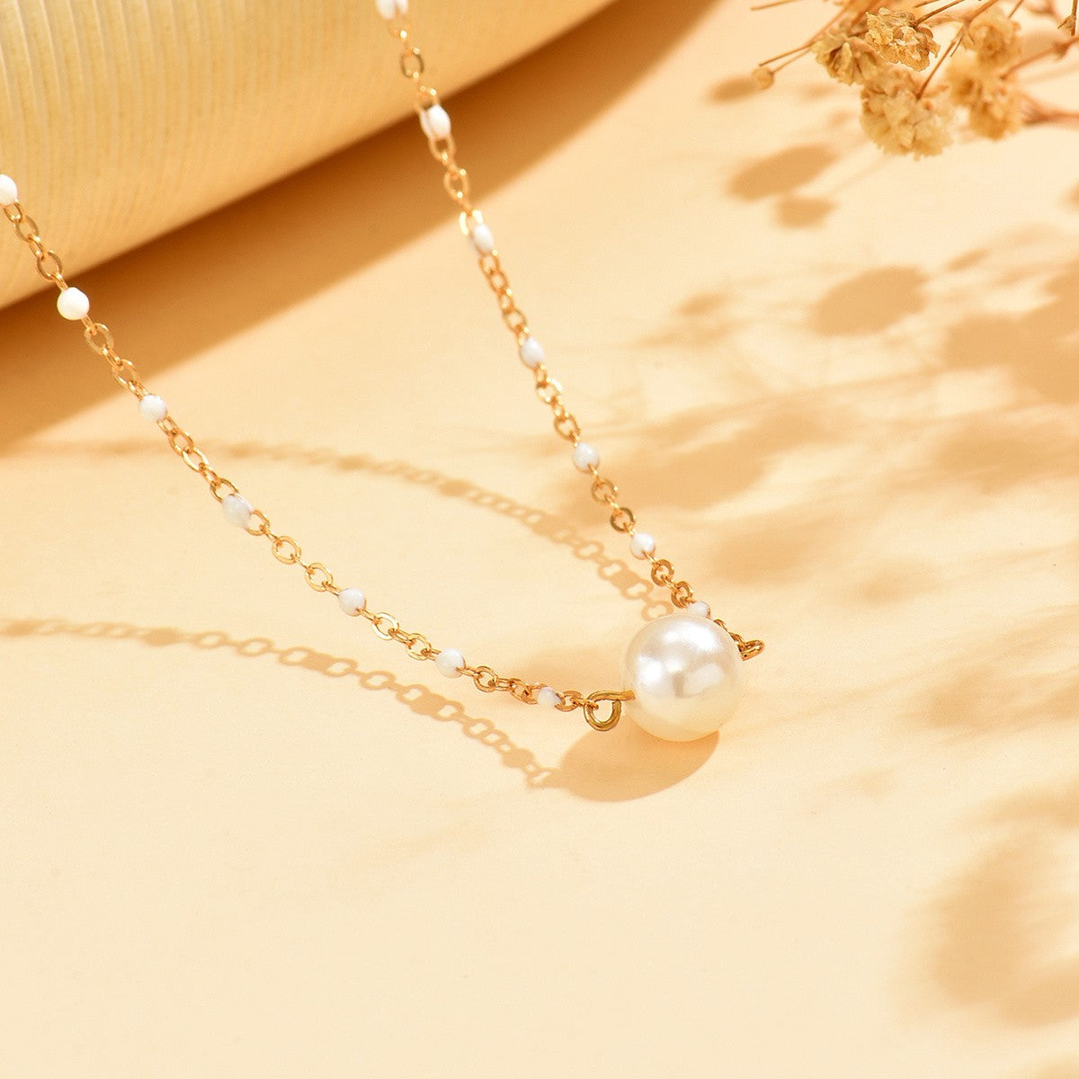 Single Pearl Station Necklace
